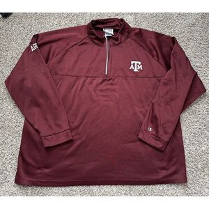 Texas A&M Aggies 1/4‎ Zip Pullover Shirt Men's 2XL Long Sleeve Maroon Champion